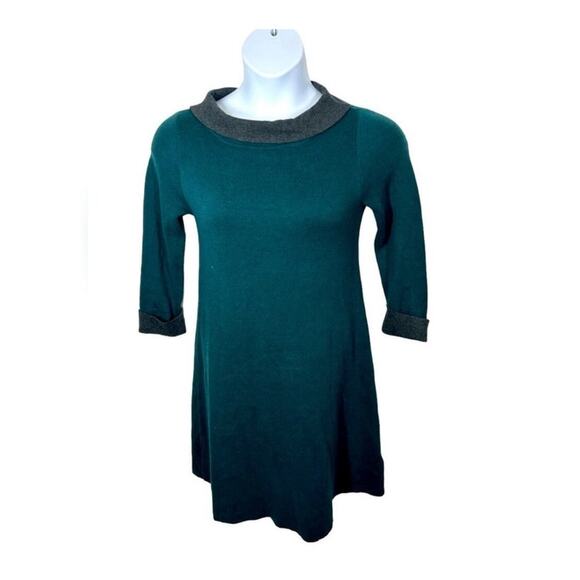 Adrienne Vittadini Two-Tone Green Sweater Dress Small Long Sleeve Knee Length - Picture 2 of 12